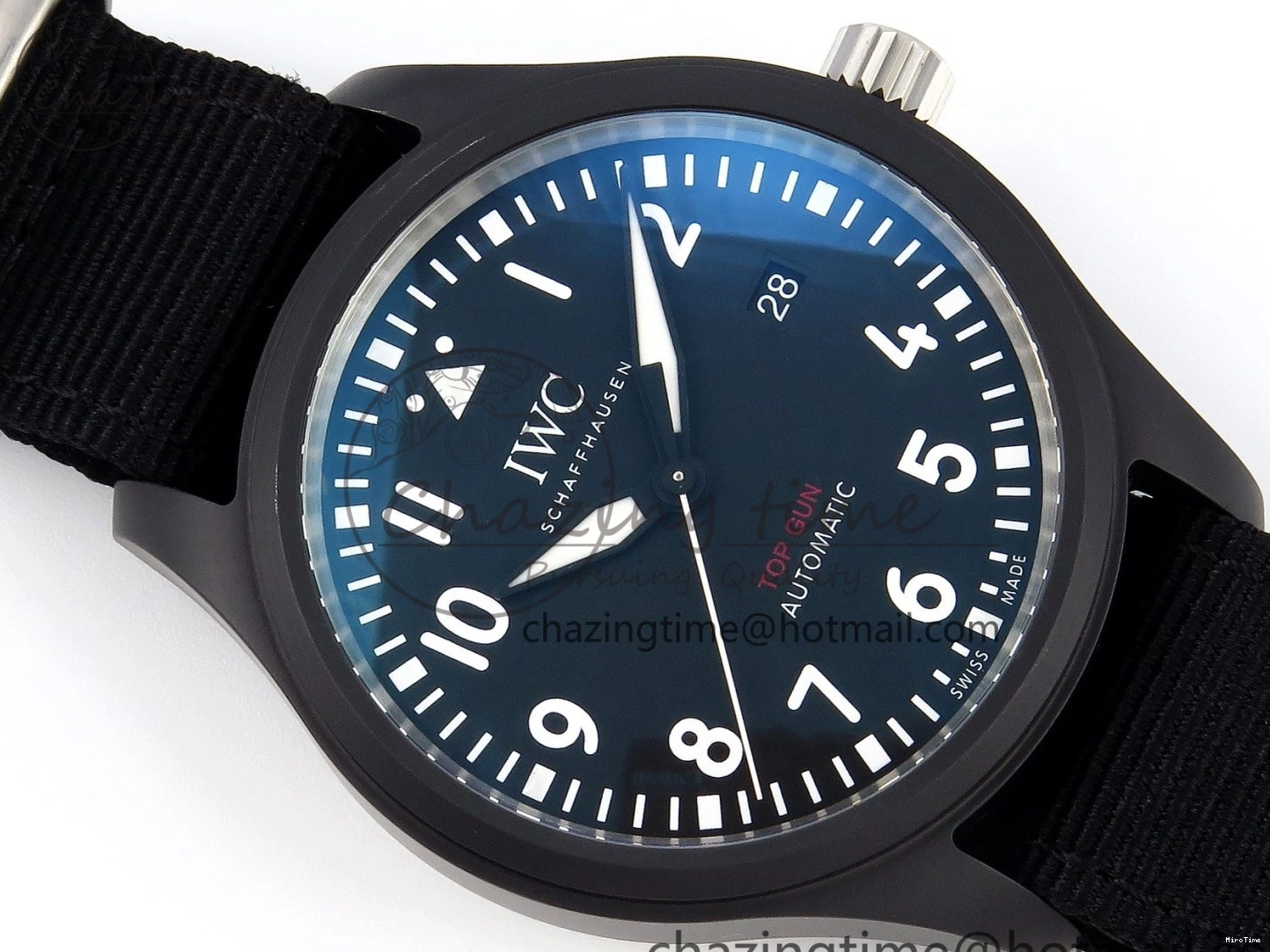 MIROTIME 0208 FreshLook Pilot’s Watch Top Gun Black Ceramic IW326901 ZF 1:1 Best Edition on Black Nylon Strap A 7026